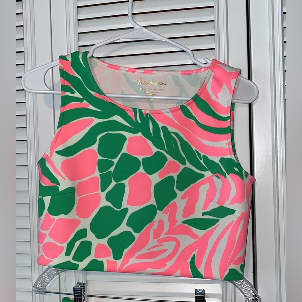 NWOT Lilly Pulitzer pink and green zebra print crop top